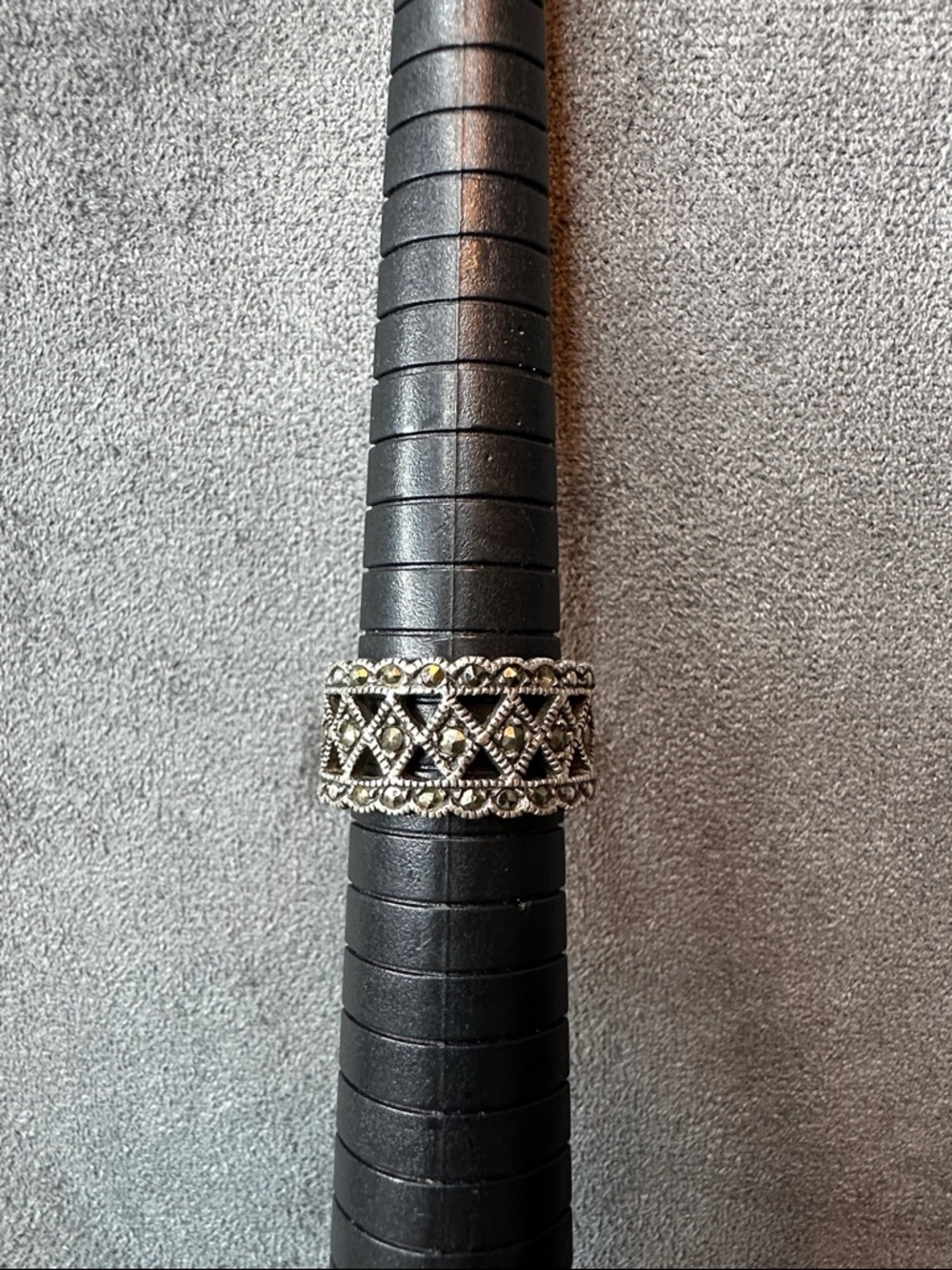 Sterling Silver Marcasite Lattice Band Ring in Silver